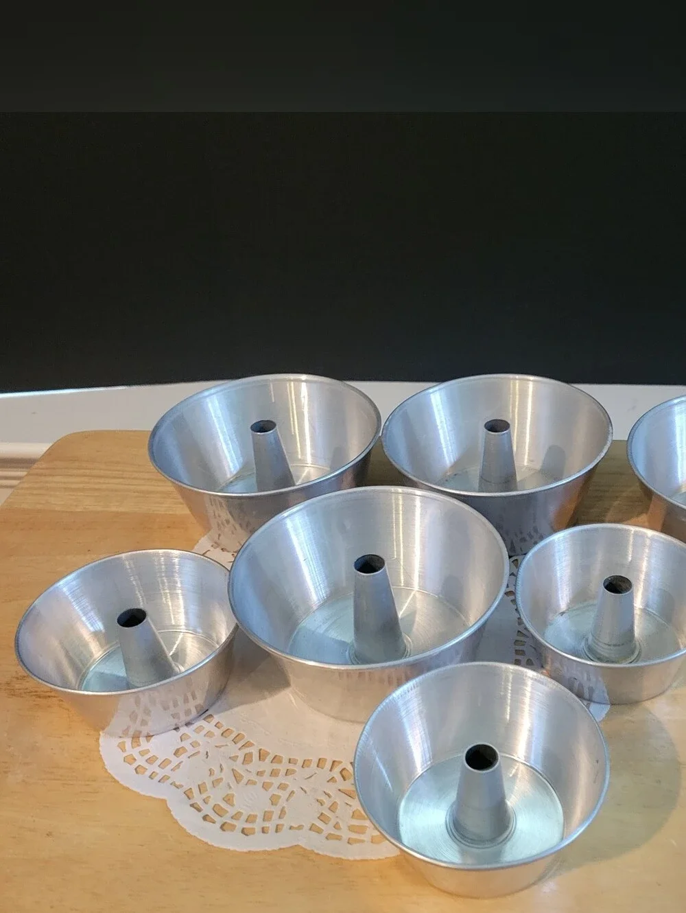 Silver Aluminum Angel Food / Tube Cake Pans - Set of 7 Bundt Pans Vintage